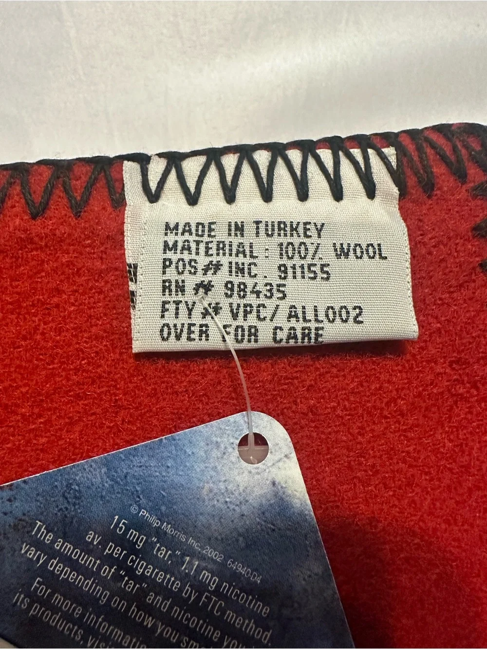 2003 Marlboro 100% wool blanket red w/ black strip thick 69x54